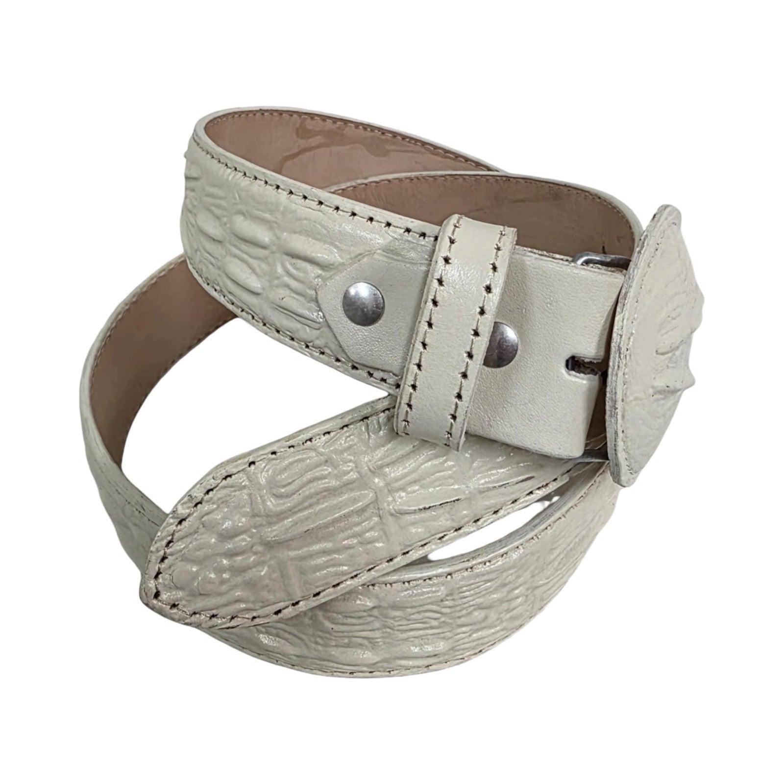 Genuine Cowhide Crocodile Print (Imitation) Leather Cowboy Belt Handcrafted