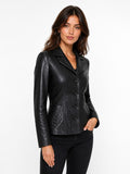 Genuine Black Color Leather Women Jacket  Fitted Blazer Style, Tailored