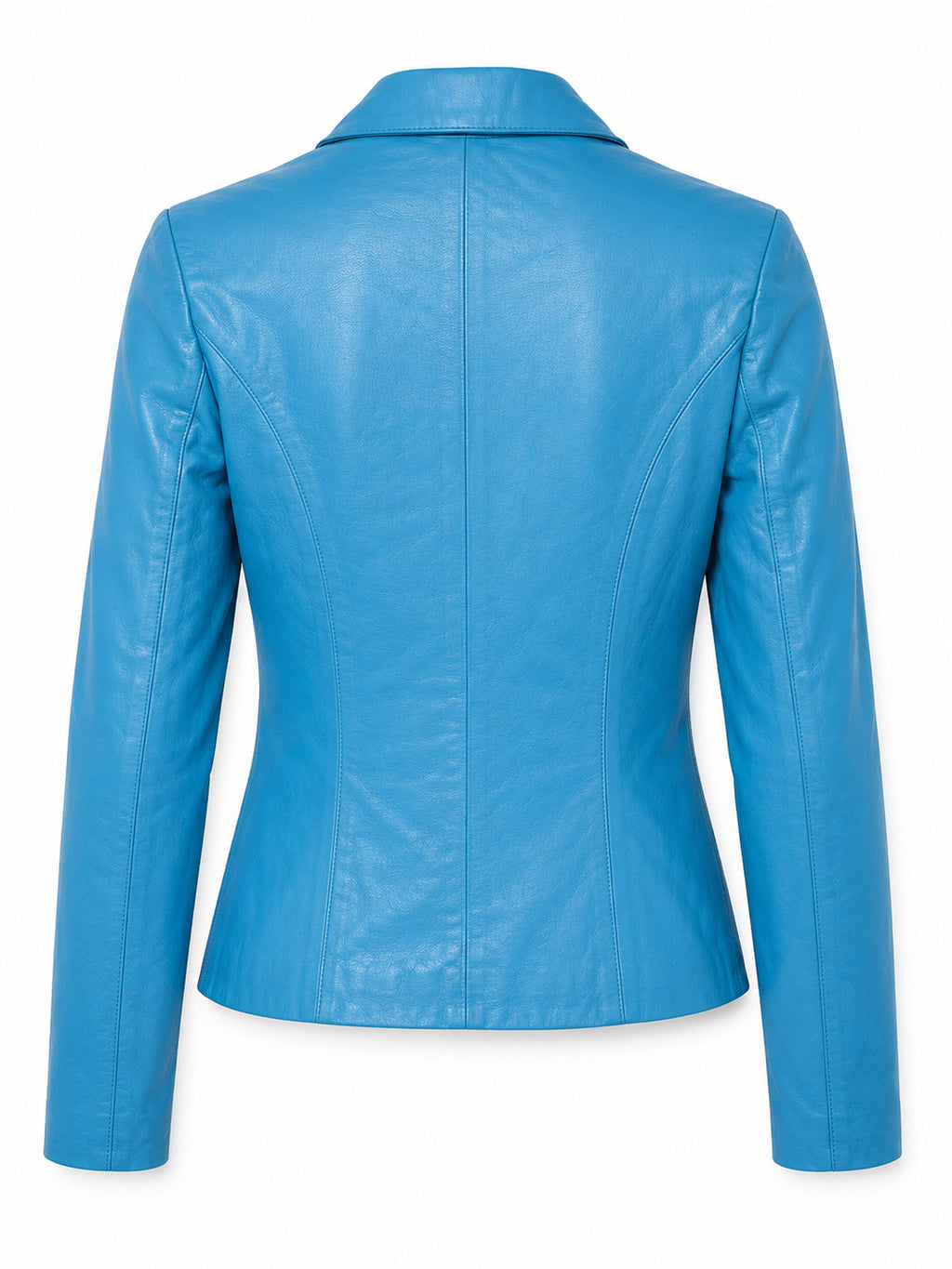 Genuine Blue Color Leather Women Jacket  Fitted Blazer Style, Tailored