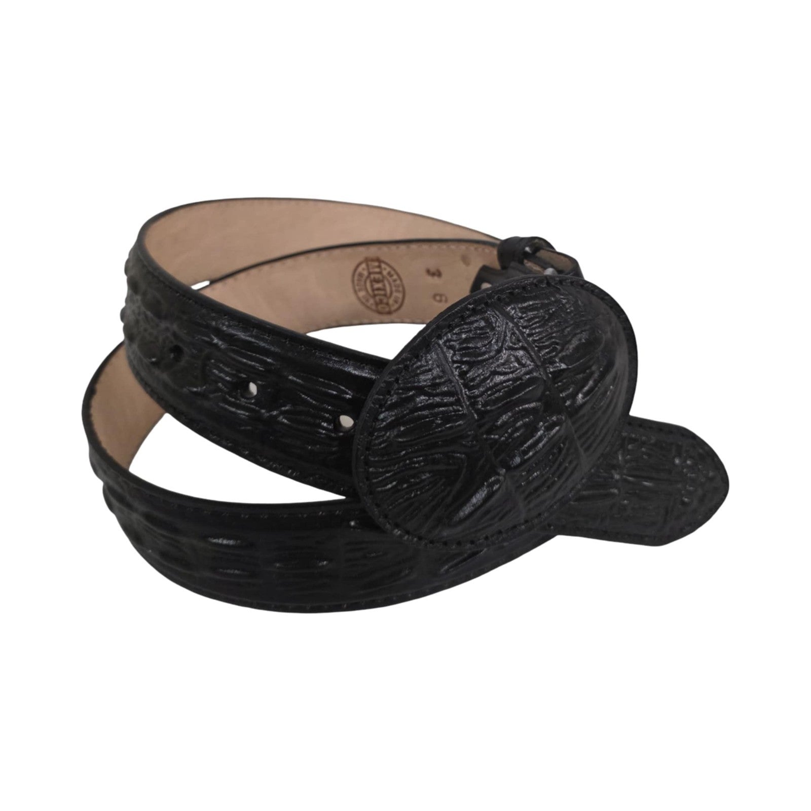 Genuine Cowhide Crocodile Print (Imitation) Leather Cowboy Belt Handcrafted