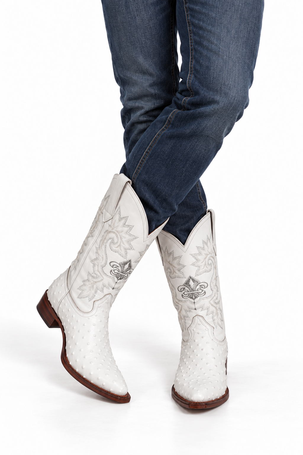 Men's Genuine Leather Cowboy Boots – Crocodile Print Cowhide Leather Snip Toe